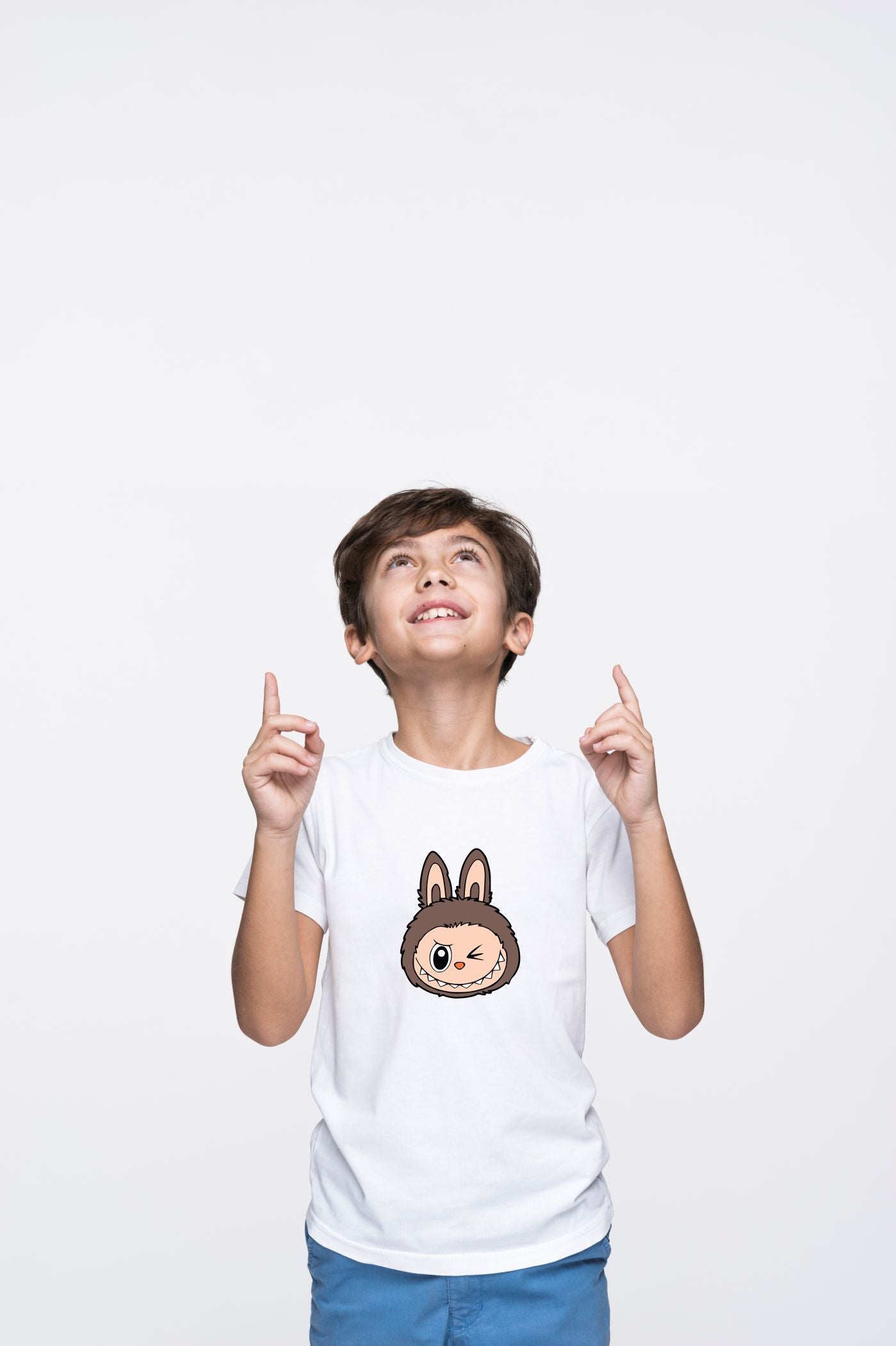 Adorable Labubu Brown Bunny Winking Face Kids’ Cotton Tee